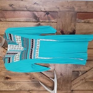 Turqouise aztec print dress